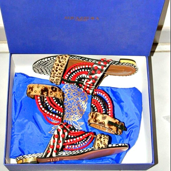 AQUAZZURA Voo Doo Beaded Ankle Strap Flat Sandals sz US 6.5 / IT 36 1/2 $1250 - Picture 9 of 16